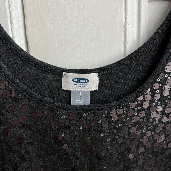 Old Navy Sequins "Charcoal Heath" Silver Gray Scoop Neck Tank S NWOT - Picture 3 of 4